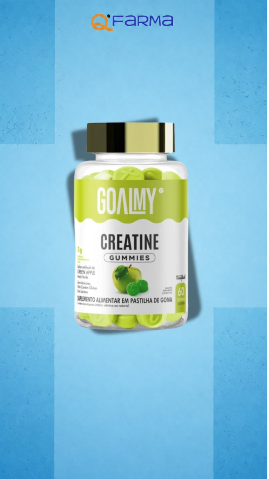 GOALMY CREATINA EM GOMA 60 GOMAS MAÇÃ VERDE