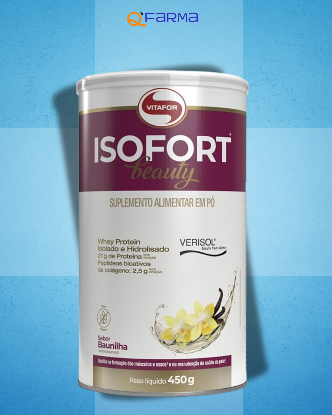 Vitafor ISOFORT Beauty Whey Protein Isolado e Hidrolisado 450g