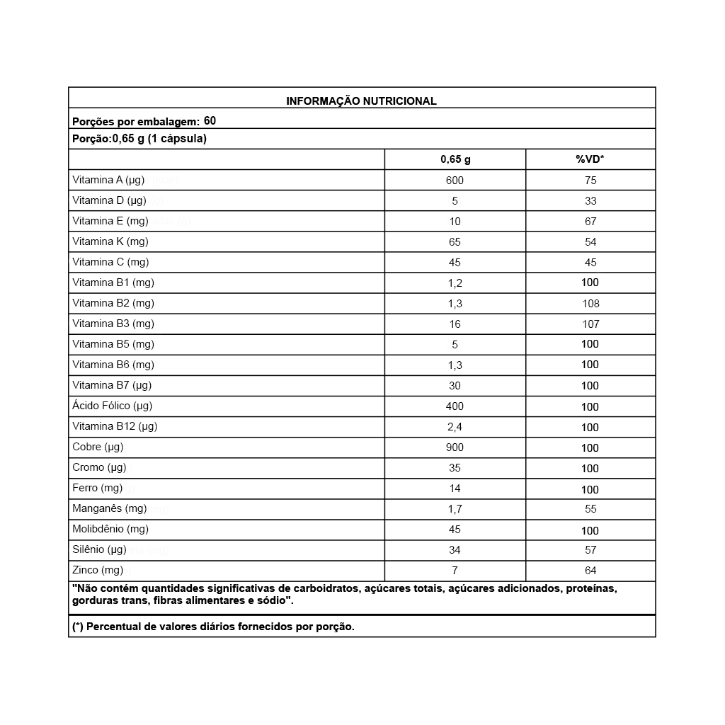 MULTIVITAMÍNICO NEW MILLEN 60 CÁPSULAS